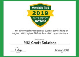 MSI Credit Solutions Earns 2019 Angie’s List Super Service Award